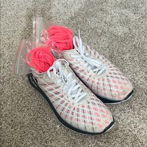 Flow velociti White and Pink under armor sneakers